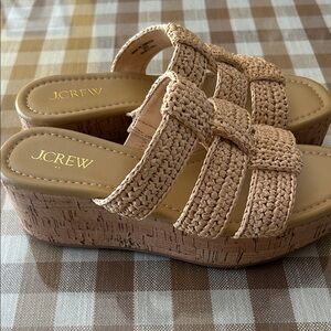 NWOT J. Crew Women's Beige Woven Wedge Sandals